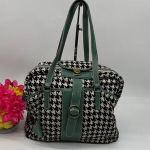 Antropologie Nest Green and Black Houndstooth Women's Bag MCB8491N